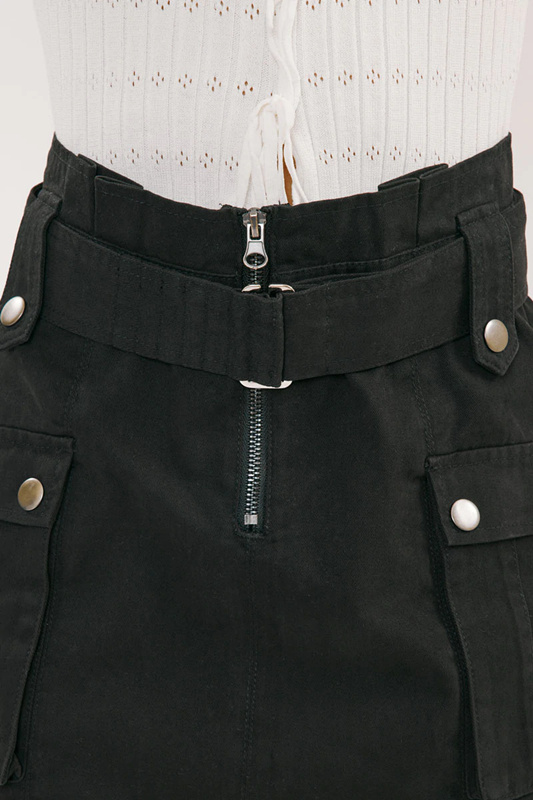 black mini skirt with buckle