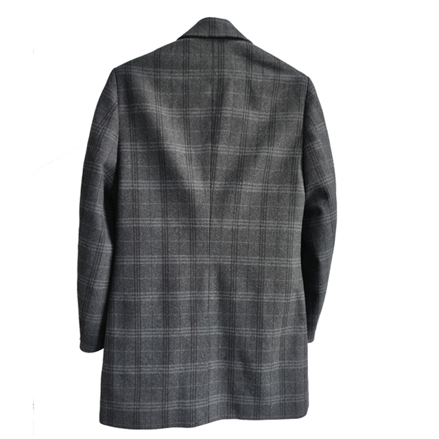 Yarn dye check melton coat for men