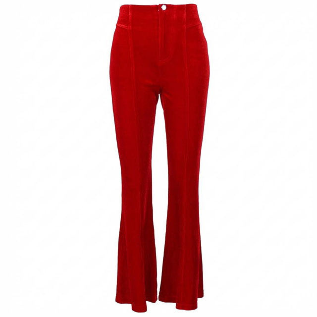 Women's Fashion Retro Stretch Suede Embossed Flared Long Pants