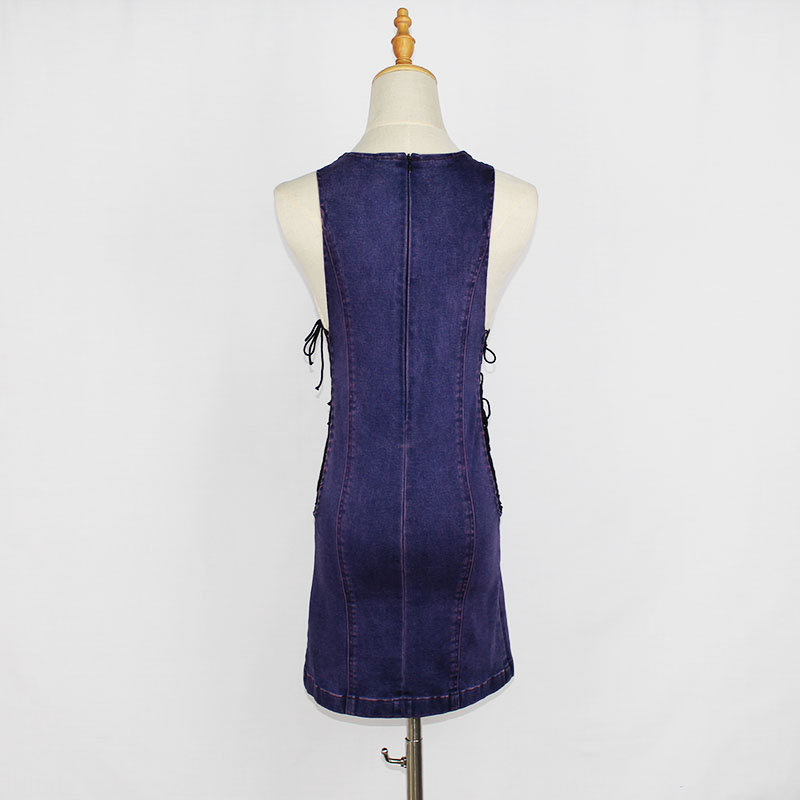 Women's Slim Fit High-Elastic Sexy Sleeveless Denim Party Dress