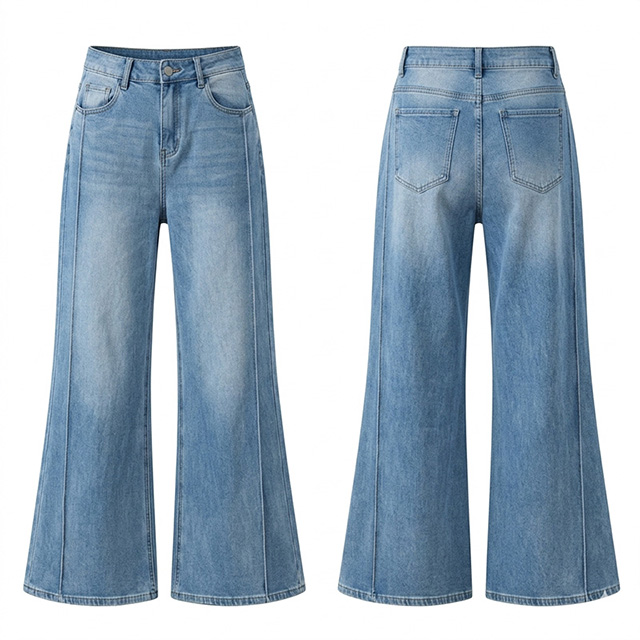 Women's High Rise Wide Leg Light Wash Flare Denim Jeans