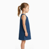 Girls Sleeveless Round Neck Embroidered Straight Denim Dress