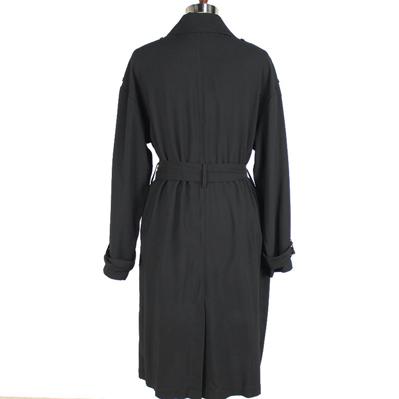 Women Outerwear Windproof Jacket Double-Breasted Long Dust Trench Coat with Waist Belt