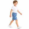 Summer Boys Loose Fit Elastic Waistband Blue Printed Cotton Shorts