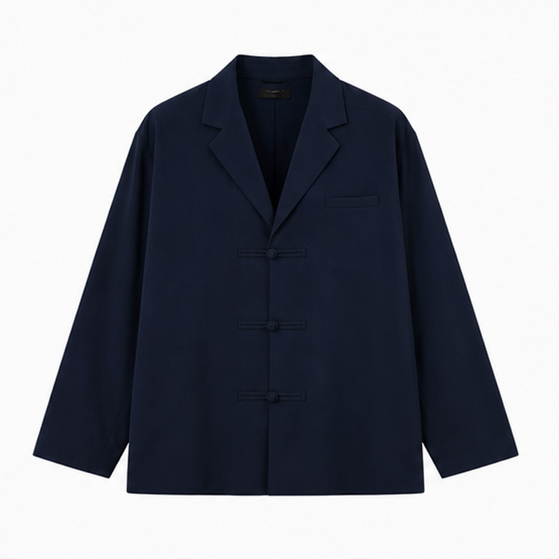 Custom Men Oversized Solid Color Button Knot Casual Blazer Jacket