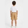 Boys Summer Elastic Waistband Cotton Twill Khaki Chino Shorts