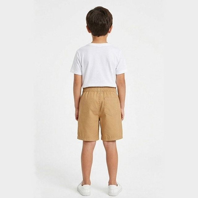 Boys Summer Elastic Waistband Cotton Twill Khaki Chino Shorts