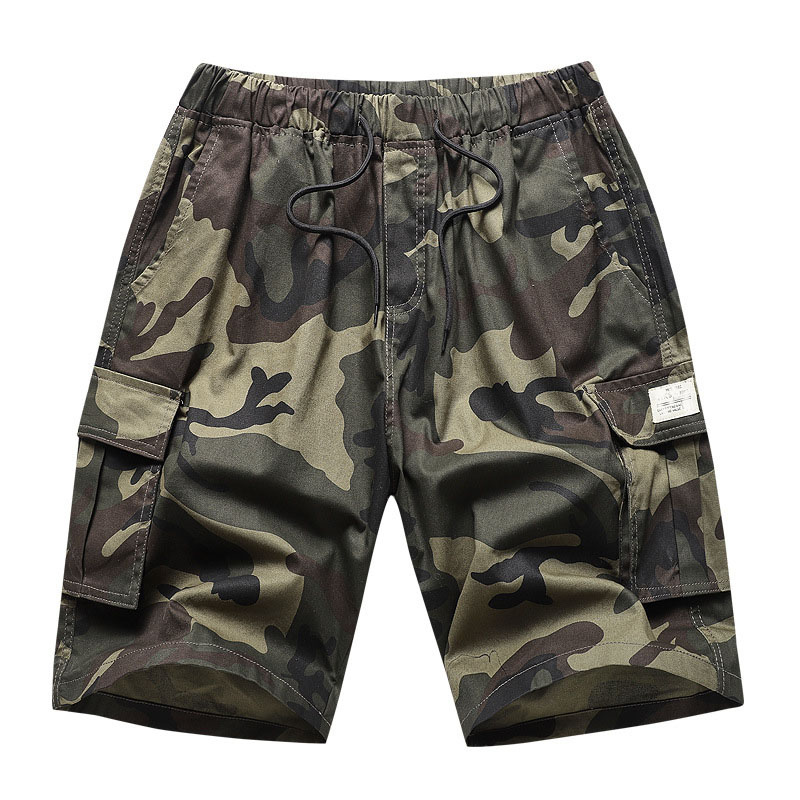 Men's Summer Elastic Waist Baggy Sport Cargo Shorts with Drawstring