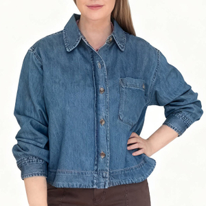 Women's Casual Loose Long Sleeve Button Cotton Denim Blouse
