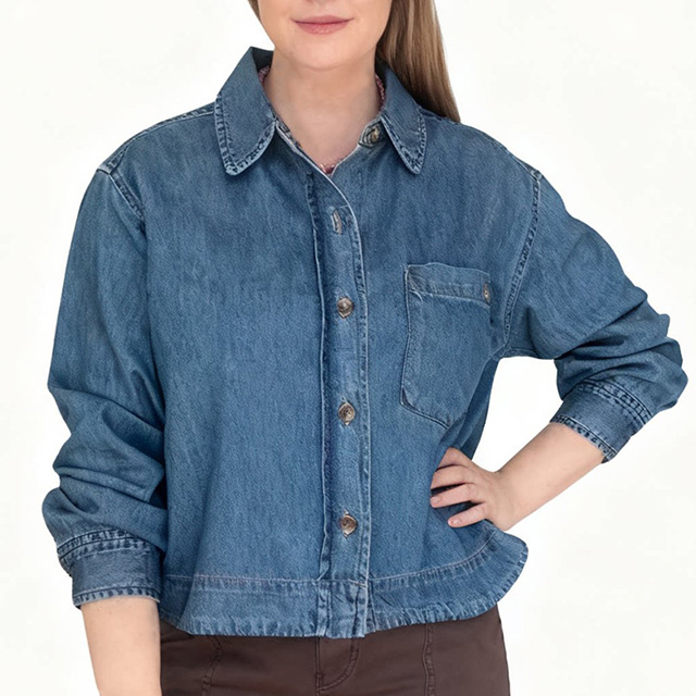 Women's Casual Loose Long Sleeve Button Cotton Denim Blouse