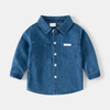 Boy's Casual Versatile Tops Kids Cotton Denim Long Sleeve Lapel Button Shirt