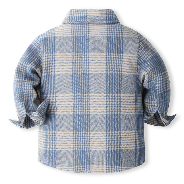 Baby Apparel Spring/Autumn Flannel Plaid Button Down Long Sleeve Casual Shirt