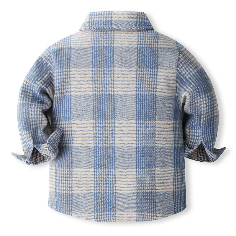 Baby Apparel Spring/Autumn Flannel Plaid Button Down Long Sleeve Casual Shirt