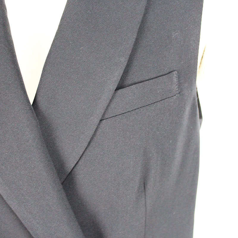 Women's Fashion Double-Breasted Sleeveless Shawl Lapel Suit Vest Blazer Jacket