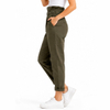 Women's Cotton Ruffle High Rise Cropped Harem Pants with Belt