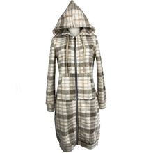 Hot Slim Full Zip Grey Color Hoodie Long Plaid Jacket with Hood