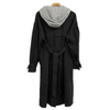 Womens long black jacket with hood 