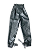  High rise pleated waistband pu leather pencil leg trouser pant trousers in black