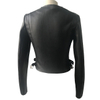 Fashion Zipper up Outdoor Jacket PU Faux Leather Jacket with Metal Buckle for Woman