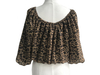 Leopard print pleated pullover/fashion top/lady tops/base top/woman top