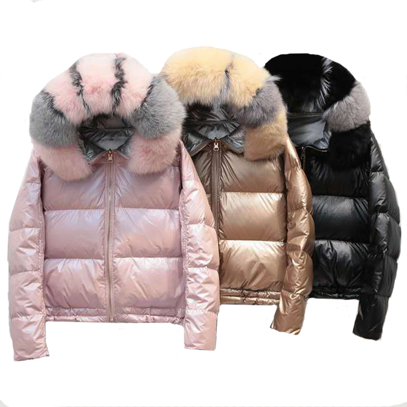 Women Winter Windproof Big Fox Fur Collar Waterproof Windbreaker Warm Down Jacket
