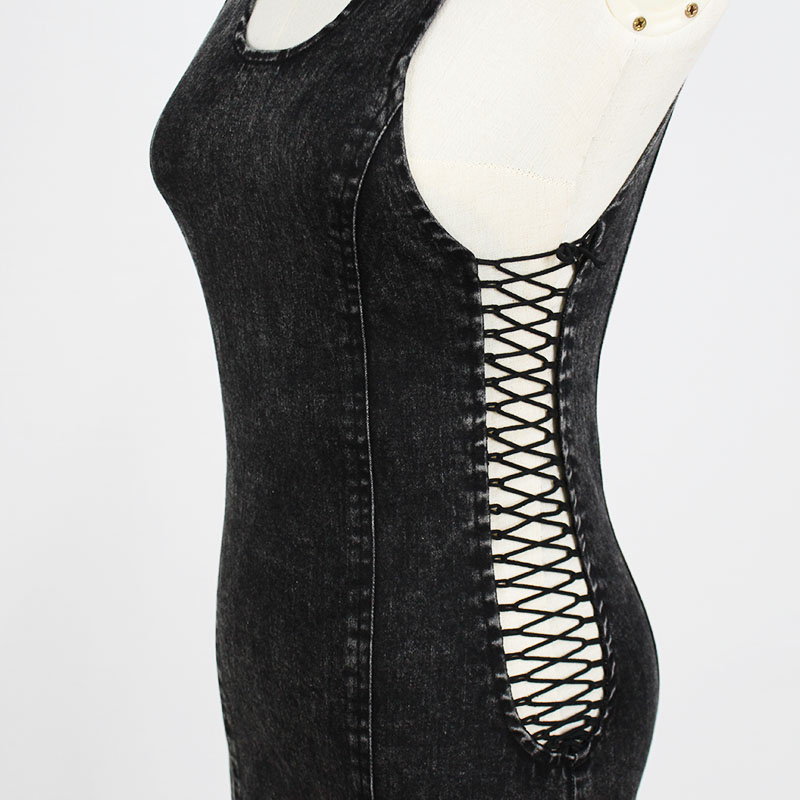 Women's Slim Fit High-Elastic Sexy Sleeveless Denim Party Dress