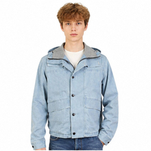 Men's Cotton Denim Hoody Windproof Lined Sports Jacket