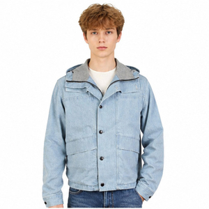 Men's Cotton Denim Hoody Windproof Lined Sports Jacket