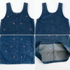 Girls Sleeveless Round Neck Embroidered Straight Denim Dress