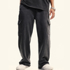 Men's Knit 5 Pockets Elastic Waist Loose Baggy Cotton Cargo Pants with Drawstring