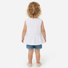 White Cotton Baby Girl Blouse Sleeveless Summer Shirt with Bows