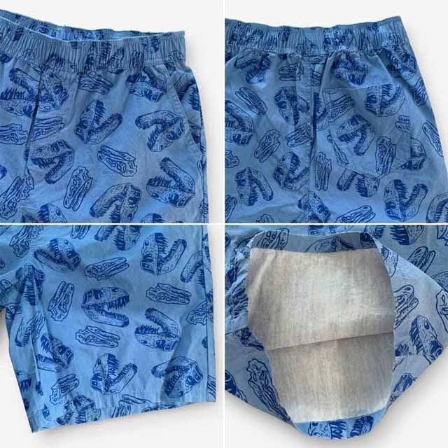 Summer Boys Loose Fit Elastic Waistband Blue Printed Cotton Shorts