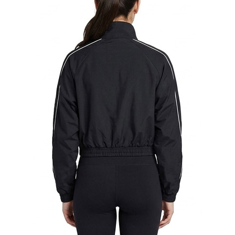 Women's Striped Sports Stand Collar Cropped Zipper Outdoor Running Jacket
