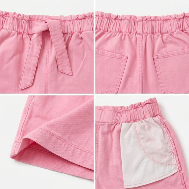 Custom Girls Summer Pink Elastic Waist Casual Cotton Shorts