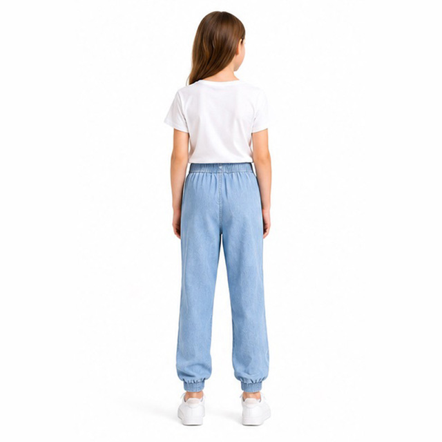 Custom Girls Lightweight Breathable Denim Elastic Waist Jogger Jeans