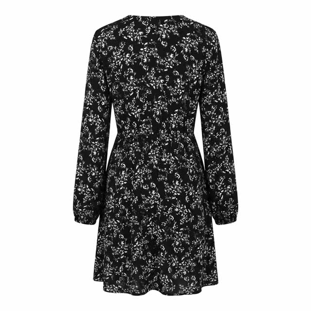 Women's Custom Chiffon V-Neck Long Sleeve Fashion Floral Dress