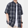 Men's Summer Breathable Custom Loose Short Sleeve Plaid Shirt