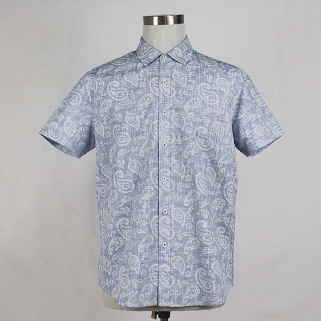 Men Summer Paisley Print Short Sleeve Casual Cotton Shirt