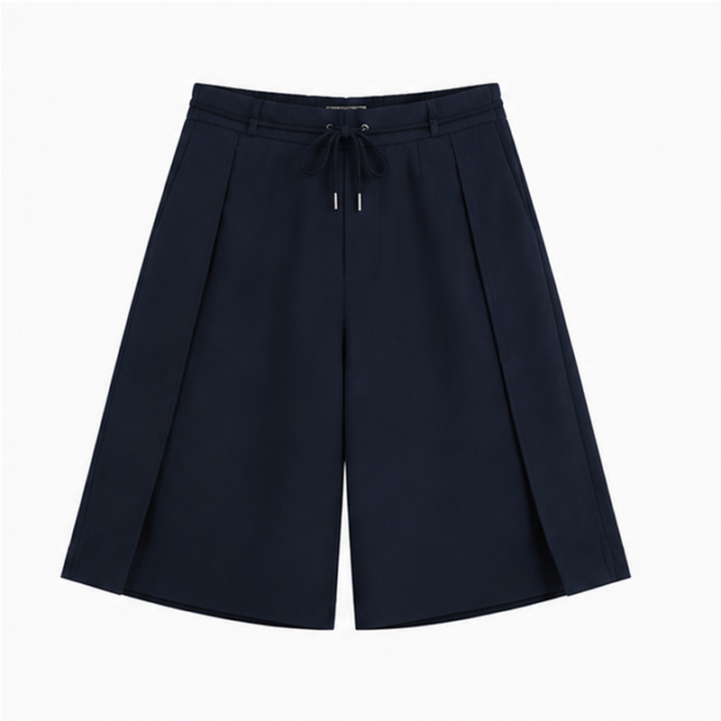 Men Loose Fit Drawstring Korean Style Wide-Leg Summer Bermuda Shorts