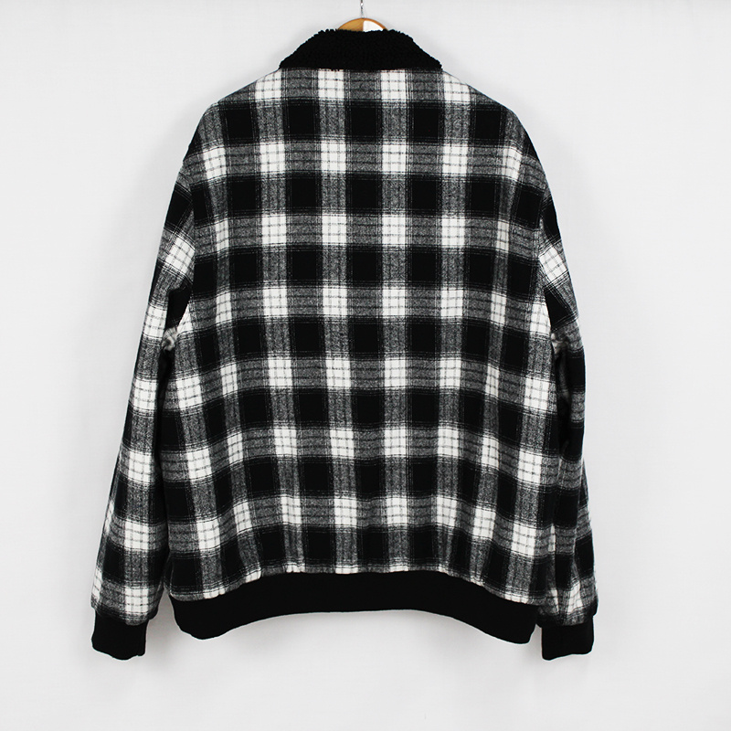 Men's Flannel Plaid Winter Warm Long Sleeve Lapel Padded Coat Jacket