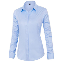 Women Blouse Polyester Office Commuter Long Sleeve Dress Shirt