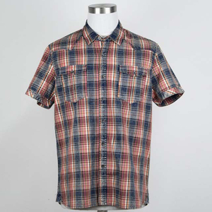 Men Custom Wholesale Summer Short Sleeve Casual Cotton Plaid Shirt