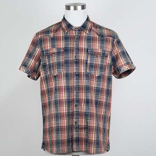 Men Custom Wholesale Summer Short Sleeve Casual Cotton Plaid Shirt