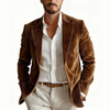 Vintage Corduroy Spring Autumn Single-Breasted Casual Business Suit for Men