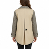 Women's Houndstooth Patchwork Double-Breasted A-Line Loose Fit Trench Coat
