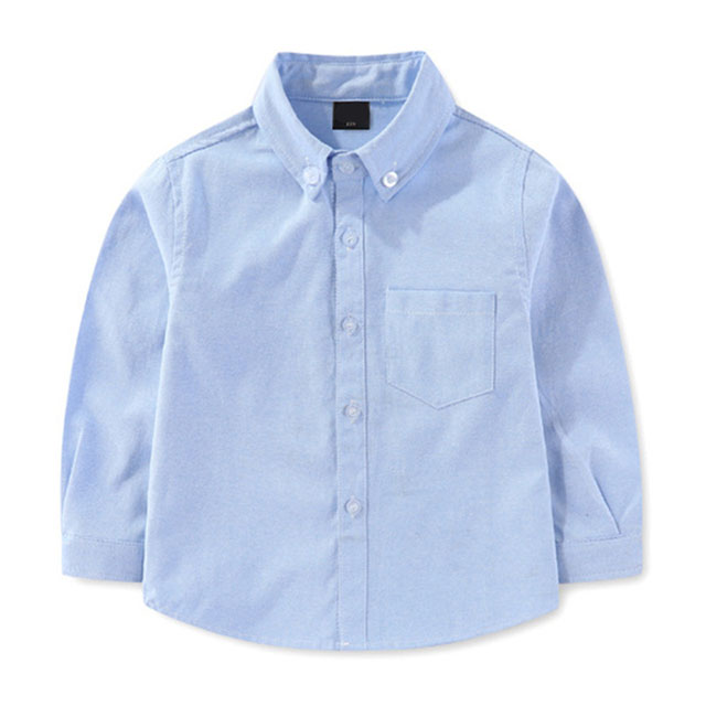 Children Solid Uniform Cotton Oxford Versatile Formal Long Sleeve Shirt