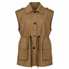 Women's Cotton Twill Versatile Patch Pockets Waist Drawstring Utility Vest