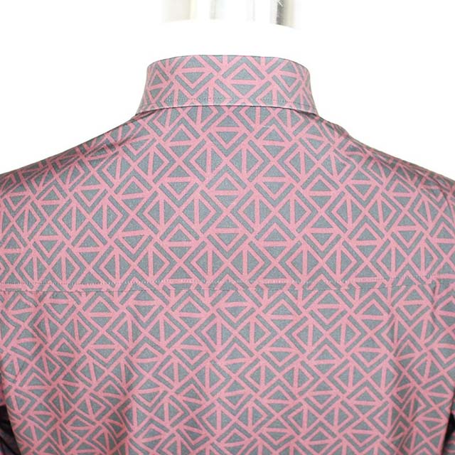 Men's Custom Geometric Print Poly Spandex Long Sleeve Dress Shirt