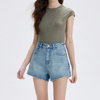 Women Cotton Denim Monkey Mustache Wash Summer Casual Jeans Work Shorts