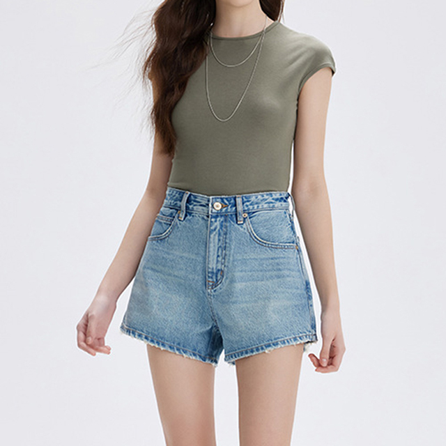 Women Cotton Denim Monkey Mustache Wash Summer Casual Jeans Work Shorts